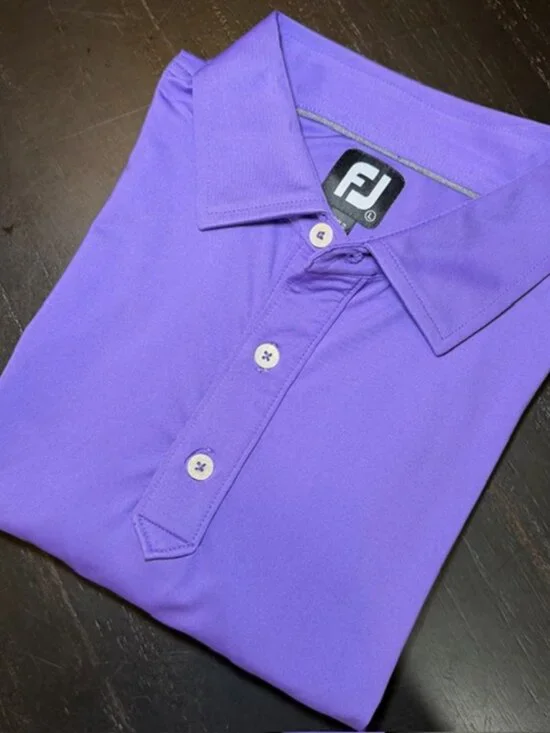 FootJoy FJ ⛳ Polo Shirt Mens Large Purple Golf Performance Stretch Short Sleeve - Picture 1 of 12